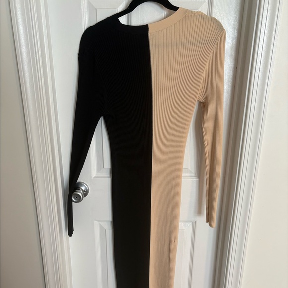 STAUD large Black and Tan shoko Ribbed Knit Dress - Picture 4 of 5